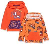 Amazon Essentials Disney | Marvel | Star Wars T-Shirts à Manches Longues et Capuche Légers Garçon, Lot de 2, Spider Man Marvel, 6-7 Ans