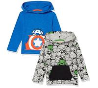 Amazon Essentials Disney | Marvel | Star Wars T-Shirts à Manches Longues et Capuche Légers Garçon, Lot de 2, Marvel Captain America, 4 Ans