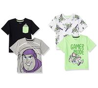 Amazon Essentials Disney | Marvel | Star Wars T-Shirts Col en v à Manches Courtes Garçon, Lot de 4, Fluo/Toy story - Amis, 6-7 ans