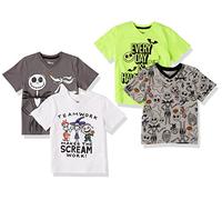 Amazon Essentials Disney | Marvel | Star Wars T-Shirts Col en v à Manches Courtes Garçon, Lot de 4, Nightmare Doodle, 6-7 Ans