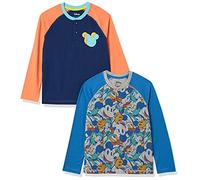 Amazon Essentials Disney | Marvel | Star Wars T-Shirts Henley à Manches Longues Garçon, Lot de 2, Méli-mélo Mickey, 11-12 Ans