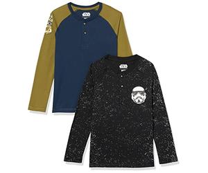 Amazon Essentials Disney | Marvel | Star Wars T-Shirts Henley à Manches Longues Garçon, Lot de 2, Star Wars Icons, 2 Ans