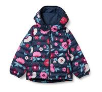 Amazon Essentials Doudoune à Capuche Légère, Paquetable et Résistante à L’Eau Fille, Bleu Marine Fleuri, 5 Ans