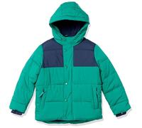 Amazon Essentials Doudoune Épaisse à Capuche Garçon, Bleu Marine Vert Color-Block, 5 Ans