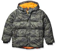 Amazon Essentials Doudoune Épaisse à Capuche Garçon, Vert Uniforme Foncé Motif Camouflage, 10 Ans