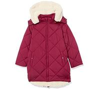 Amazon Essentials Doudoune Longue et matelassée, en Forme de Cocon Fille, Écru Rouge Framboise Shearling, 3 Ans