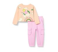 Amazon Essentials Ensemble Coupe Décontractée avec T-Shirt à Manches Longues en Jersey de Coton et Pantalon à Enfiler en Molleton French Terry Fille, Rose/Licorne, 2 ans