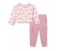 Amazon Essentials Ensemble Coupe Décontractée avec T-Shirt à Manches Longues en Jersey de Coton et Pantalon à Enfiler en Molleton French Terry Fille, Mauve/Pommes, 3 ans