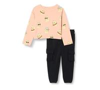 Amazon Essentials Ensemble Coupe Décontractée avec T-Shirt à Manches Longues en Jersey de Coton et Pantalon à Enfiler en Molleton French Terry Fille, Chat Cool/Noir, 3 ans