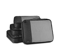 Amazon Essentials Ensemble de 4 Cubes de Rangement, Organisateurs de Voyage avec Double Fermeture Éclair, Dessus en Maille, 100% Polyester, Taille L, Noir (Anciennement Amazon Basics)