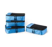 Amazon Essentials Ensemble de 4 Cubes de Rangement, Organisateurs de Voyage avec Double Fermeture Éclair, Dessus en Maille, 100% Polyester, Taille S, Bleu Ciel (Anciennement Amazon Basics)