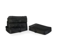 Amazon Essentials Ensemble de 4 Cubes de Rangement, Organisateurs de Voyage avec Double Fermeture Éclair, Dessus en Maille, 100% Polyester, Taille M, Noir (Anciennement Amazon Basics)