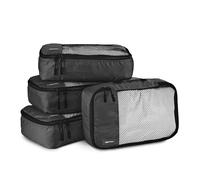 Amazon Essentials Ensemble de 4 Cubes de Rangement, Organisateurs de Voyage avec Double Fermeture Éclair, Dessus en Maille, 100% Polyester, Taille S, Noir (Anciennement Amazon Basics)