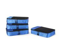 Amazon Essentials Ensemble de 4 Cubes de Rangement, Organisateurs de Voyage avec Double Fermeture Éclair, Dessus en Maille, 100% Polyester, Taille M, Bleu (Anciennement Amazon Basics)