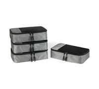 Amazon Essentials Ensemble de 4 Cubes de Rangement, Organisateurs de Voyage avec Double Fermeture Éclair, Dessus en Maille, 100% Polyester, Taille S, Gris (Anciennement Amazon Basics)
