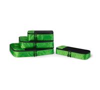 Amazon Essentials Ensemble de 4 Cubes de Rangement, Organisateurs de Voyage avec Double Fermeture Éclair, Dessus en Maille, 100% Polyester, Tailles S/M/L et Format Fin,Vert(Anciennement Amazon Basics)