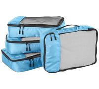 Amazon Essentials Ensemble de 4 Cubes de Rangement, Organisateurs de Voyage avec Double Fermeture Éclair, Dessus en Maille, 100% Polyester, Taille M, Bleu Ciel (Anciennement Amazon Basics)