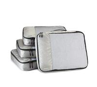 Amazon Essentials Ensemble de 4 Cubes de Rangement, Organisateurs de Voyage avec Double Fermeture Éclair, Dessus en Maille, 100% Polyester, Taille L, Gris (Anciennement Amazon Basics)