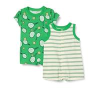 Amazon Essentials Ensemble De Combinaisons Sans Manches Et Manches Courtes Mixte Bébé, Lot de 2, Rayures/Sportif, 3-6 mois