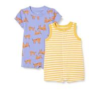 Amazon Essentials Ensemble De Combinaisons Sans Manches Et Manches Courtes Mixte Bébé, Lot de 2, Rayures/Violet Melon Tigre, 0-3 mois