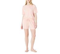 Amazon Essentials Ensemble de Nuit à Coupe Décontractée en Modal et Coton Doux avec T-Shirt à Manches Courtes et Short Femme, Rose Clair, XXL