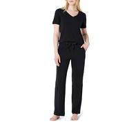 Amazon Essentials Ensemble de Nuit avec T-Shirt à Manches Courtes et Pantalon en Doux Mélange de Coton et de Modal Femme, Noir, XL
