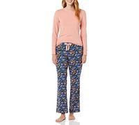 Amazon Essentials Ensemble de Nuit léger en Flanelle avec Pantalon et t-Shirt à Manches Longues pour Femmes, Rose Saumon/Camouflage Floral, Taille XL