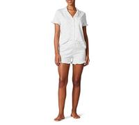 Amazon Essentials Ensemble de Pyjama à col cranté passepoilé en Modal et Coton pour Femme (Disponible en Grande Taille), imprimé à Pois Blancs, Taille L