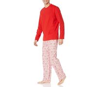 Amazon Essentials Ensemble de Pyjama avec Pantalon en Flanelle et T-Shirt à Manches Longues Homme, Blanc Forêt, XS