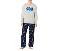 Amazon Essentials Ensemble de Pyjama avec Pantalon en Flanelle et T-shirt à Manches Longues Homme, Logo Batman - Hommes, L