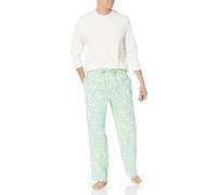 Amazon Essentials Ensemble de Pyjama avec Pantalon en Flanelle et T-Shirt à Manches Longues Homme, Vert Menthe Animaux de la Forêt, XXL