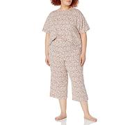 Amazon Essentials Ensemble de pyjama en jersey tricoté - couleurs abandonnées Femme, Beige Léopard, 5XL Grande taille