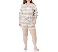 Amazon Essentials Ensemble de pyjama léger en flanelle tissée avec short - couleurs abandonnées Femme, Beige Mélange À Carreaux, S