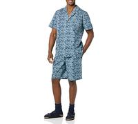 Amazon Essentials Ensemble de Pyjama léger tissé pour Homme avec col cranté et Bouton, Motif Feuille de Palmier Bleu Marine, Taille L