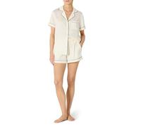 Amazon Essentials Ensemble de Vêtements de Nuit, Short et Haut Boutonné à Manches Courtes en Satin Femme, Ivoire, L