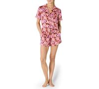 Amazon Essentials Ensemble de Vêtements de Nuit, Short et Haut Boutonné à Manches Courtes en Satin Femme, Rouge Brique Éventail Floral, S
