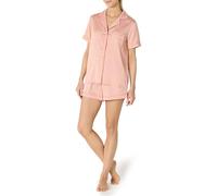 Amazon Essentials Ensemble de Vêtements de Nuit, Short et Haut Boutonné à Manches Courtes en Satin Femme, Rosé Grisé, XXL