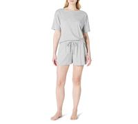 Amazon Essentials Ensemble de Vêtements de Nuit, Short et T-shirt à Manches Courtes en Mélange de Coton Doux Femme, Gris Medio Mezcla, XS