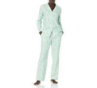 Amazon Essentials Ensemble Pantalon de Pyjama et Chemise en Flanelle à Manches Longues boutonnés sur Le Devant Femme, Vert Menthe Animaux de la Forêt, XXS