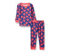 Amazon Essentials Ensemble pyjama 2 pièces en coton à coupe ajustée pour bébé, motif cœurs, bleu orange, 12 mois