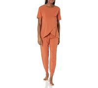 Amazon Essentials Ensemble Pyjama de maternité et d'allaitement en Coton pour Femme, Couleur Terre Cuite, Taille XXS