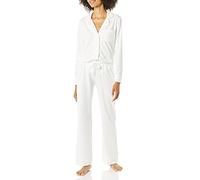 Amazon Essentials Ensemble pyjama en coton modal à manches longues et bas pleine longueur pour femme, blanc, taille S