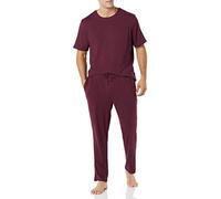 Amazon Essentials Ensemble Pyjama pour Homme en Coton Modal avec t-Shirt et Bas Pleine Longueur, Bordeaux foncé, XXL