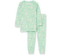 Amazon Essentials Ensemble pyjama unisexe en coton à coupe ajustée pour tout-petits, animaux de la forêt vert menthe, 3T