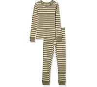 Amazon Essentials Ensemble sous-Vêtements Longs en Tissu Isolant Garçon, Vert Olive Rayures, 6-7 Ans