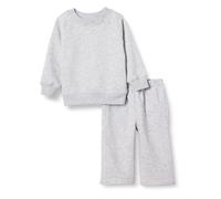Amazon Essentials Ensemble Sweat-Shirt et Pantalon de Survêtement en Tissu Éponge Mixte Bébé, Lot de 2, Gris Clair Chiné, 0 Mois