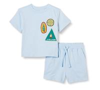 Amazon Essentials Ensemble t-Shirt et Short Garçon, Badges/Bleu Clair, 9 Ans