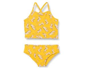 Amazon Essentials Ensemble Tankini Fille, Jaune Doré Beige Léopard, 9 Ans