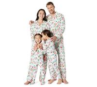 Amazon Essentials Ensembles de Pyjama de Noël Coupe Décontractée en Flanelle Douce Assortis pour Toute la Famille Femme, Lumières Festives, S