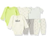 Amazon Essentials Ensembles de Tenues de Type Layette en Coton Mixte Bébé, Lot de 6, Beige/Bleu/Gris Chiné/Hippopotame/Hippos/Points, 24 Mois